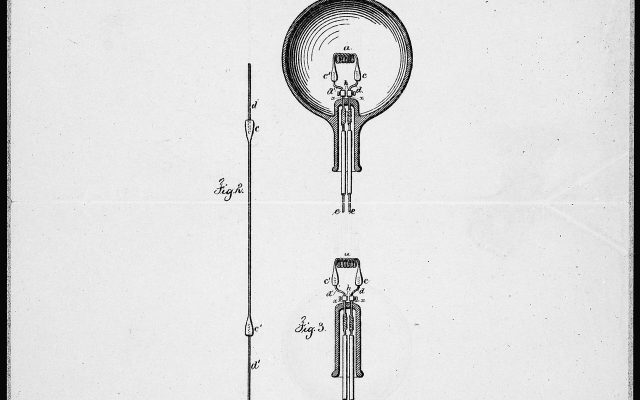 Patent drawing of Thomas Edison's incandescent electric lamp, January 27, 1880