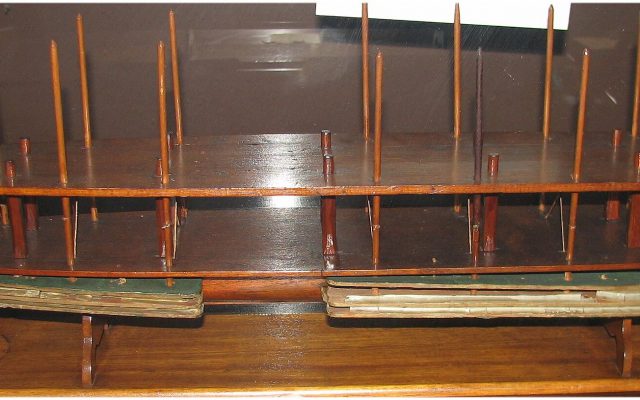 Wooden patent model of Abraham Lincoln's 1849 device for buoying vessels over shoals