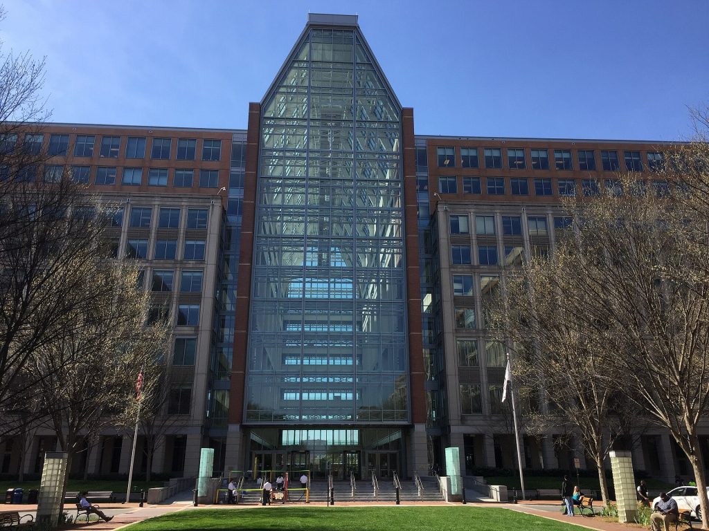 The United States Patent and Trademark Office main building in Alexandria, Virginia